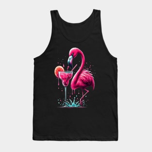 funny flamingo drinking margarita Tank Top